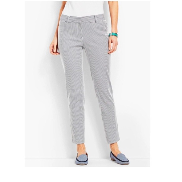 Talbots Hampshire Ankle Pants Stripe‎ Stretch Straight Leg Size 14 Preppy Career - Picture 1 of 10